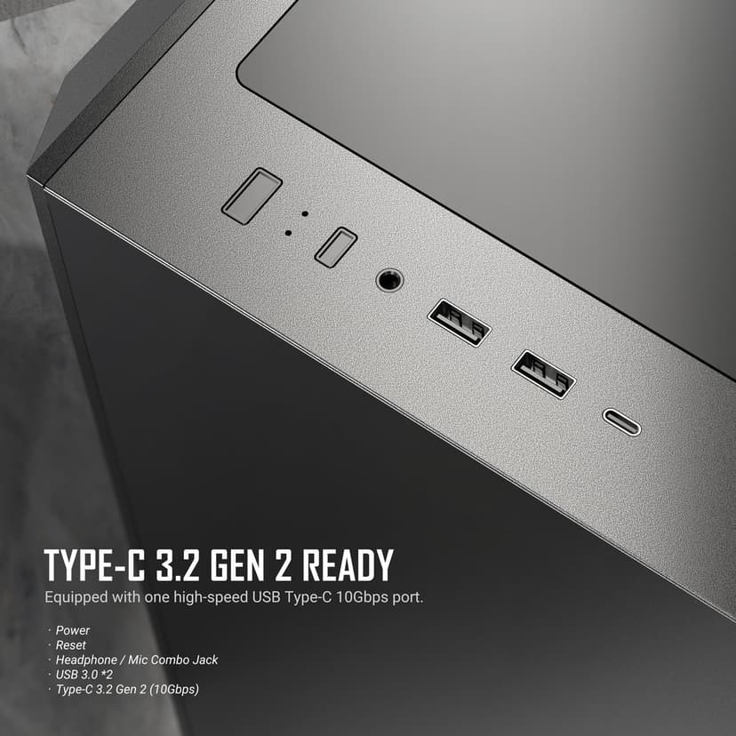 Antec P7 S, 4 x 120mm PWM Fans Included, Dual Side Front Mesh Intake, 360mm Top Radiator Support, Type-C 3.2 Gen 2, Sound-Dampening Side Panels, Mid-Tower ATX PC Case