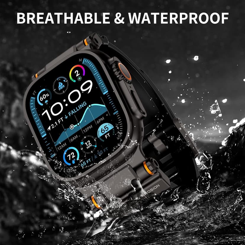 FOAMUNOC Rugged Band Compatible with Apple Watch Ultra 3/2/1 Band 49mm/46mm/45mm/44mm/42mm, Metal Connector with Silicone Strap for iWatch Ultra Series 11/10/9/8/7/6/SE3/SE2/SE/5/4/3/2/1, Black/Black