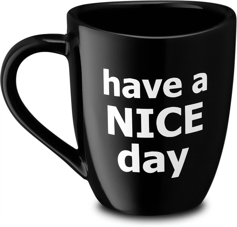 Decodyne Funny Coffee Mug, Gag White Elephant Gifts for Adults and Coworkers - Perfect for Christmas, and Novelty Gifts, Middle Finger Mug, 14 Ounce (Black) B076PJ1JSG