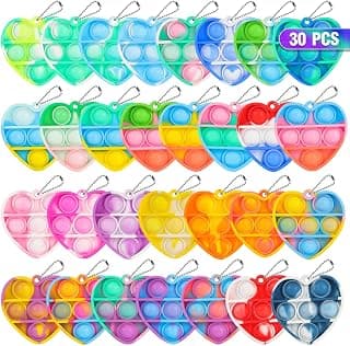 Valentines Day Gifts for Kids Classroom Prizes Student Mini Pop Keychain It Small Fidgets Birthday Goodie Bag Stuffers Filler Heart Pop Fidget Toys Bulk Its Valentine Party Favors for Kids 30 Pack B0BJNQMM9T