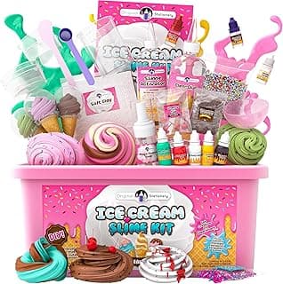 Original Stationery Slime Kit for Girls - 31-Piece Multicolor Ice Cream, Cherry Scent - DIY Ice Cream Slime Making Kit & Arts and Crafts for Kids Ages 8-12 - Birthday Gifts for Girls