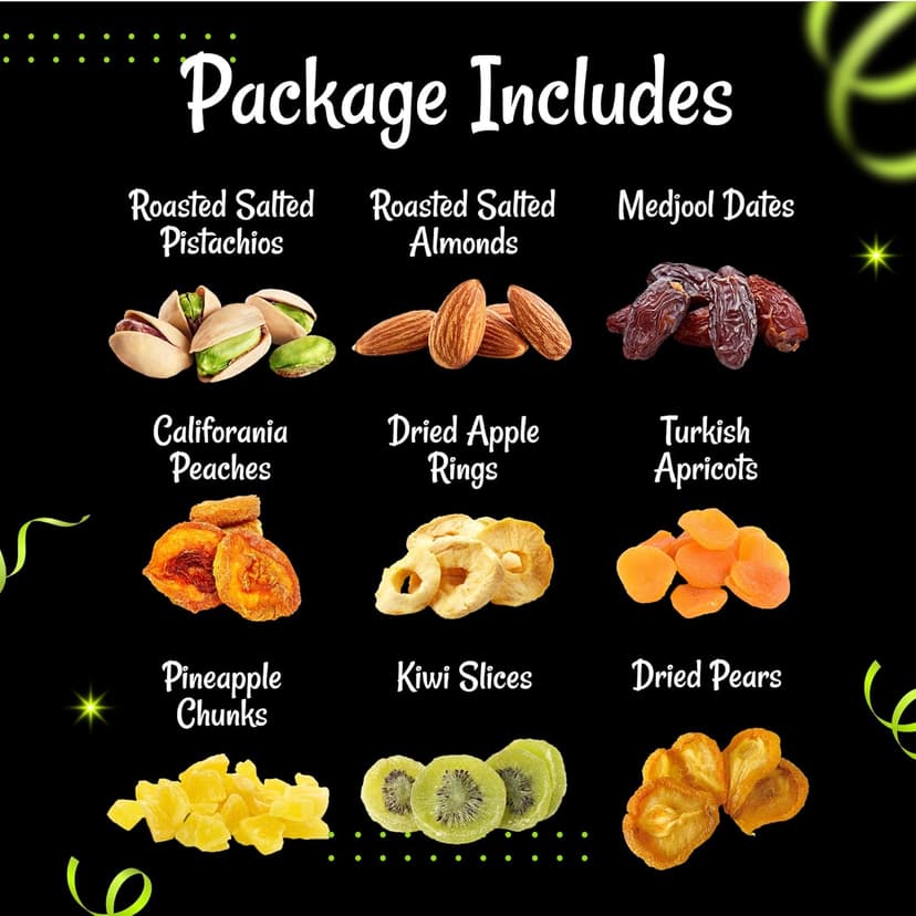 Oh! Nuts Dried Fruit and Nuts Gift Basket XL 18 Variety Basket - Gourmet Holiday Kosher Gift Box - Food Snack Box for Birthday, Anniversary, Corporate Gift for Men, Women, Mom, Dad