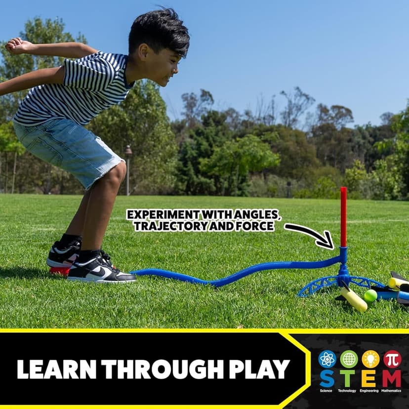 Fun Outdoor Toys for Boys & Girls, Ages 3 & Up - Soft Foam Blaster Set Soars Up to 100ft - STEM Toys for Outside & Backyard Stomp Rocket Jr Multi-Color Rocket Launcher for Kids, 8 Rockets B00G466HBU