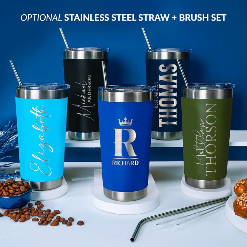 Personalized 30oz Tumbler with Engraved Name | Red Stainless Steel Travel Mug with Slider Lid | Vacuum Insulated Coffee Cup | Custom Gift for Women & Men, Birthday, Christmas B07CNBSP8V