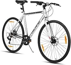 HILAND 700C Road Hybrid Bike, 7 speeds Bikes Urban City Commuter Bicycle with Disc Brake for Men Women Adult Comfortable Bicycle