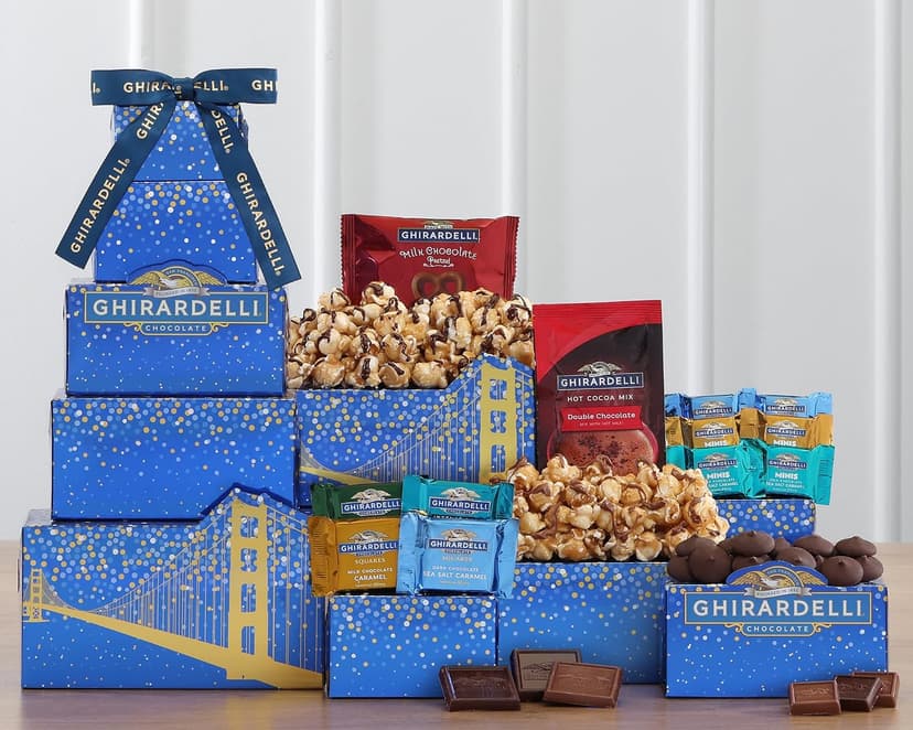 Ghirardelli Chocolate Gift Tower by Wine Country Gift Baskets Gift for Families College Students Appreciation and more