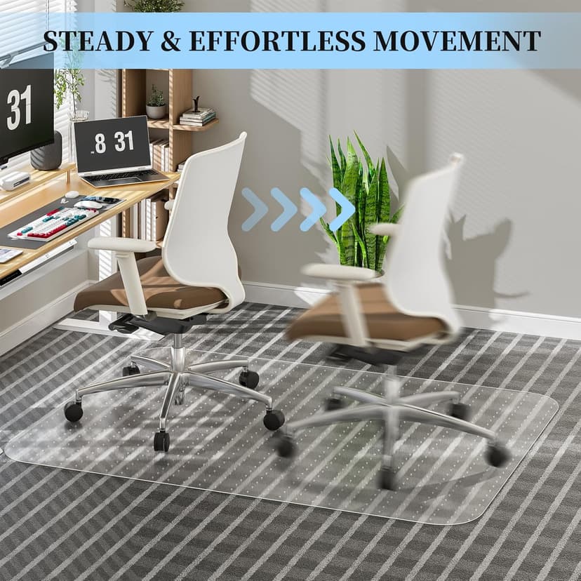 Tonaus Office Chair Mat for Carpet, 48"×36" Carpet Chair Mat for Low Pile Carpets, 2.2mm Transparent