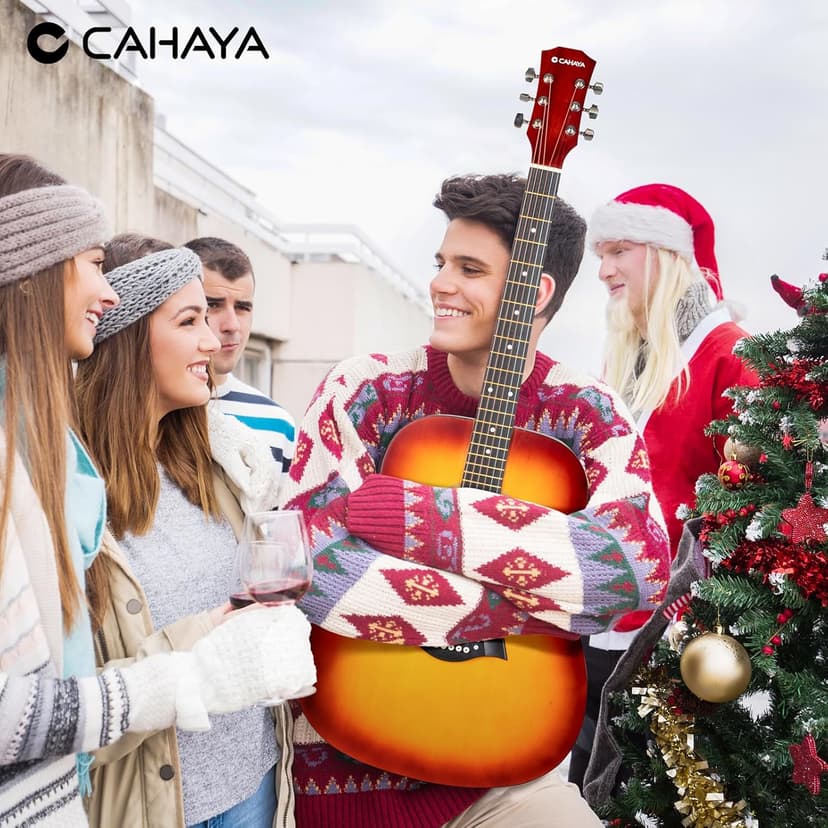 CAHAYA Acoustic Guitar For Beginner 41-inch - Full Size Wood Guitar Kit for Kids and Adults with Guitar bag Brass strings Capo String Pick and Clean Cloth for Gift CY0353