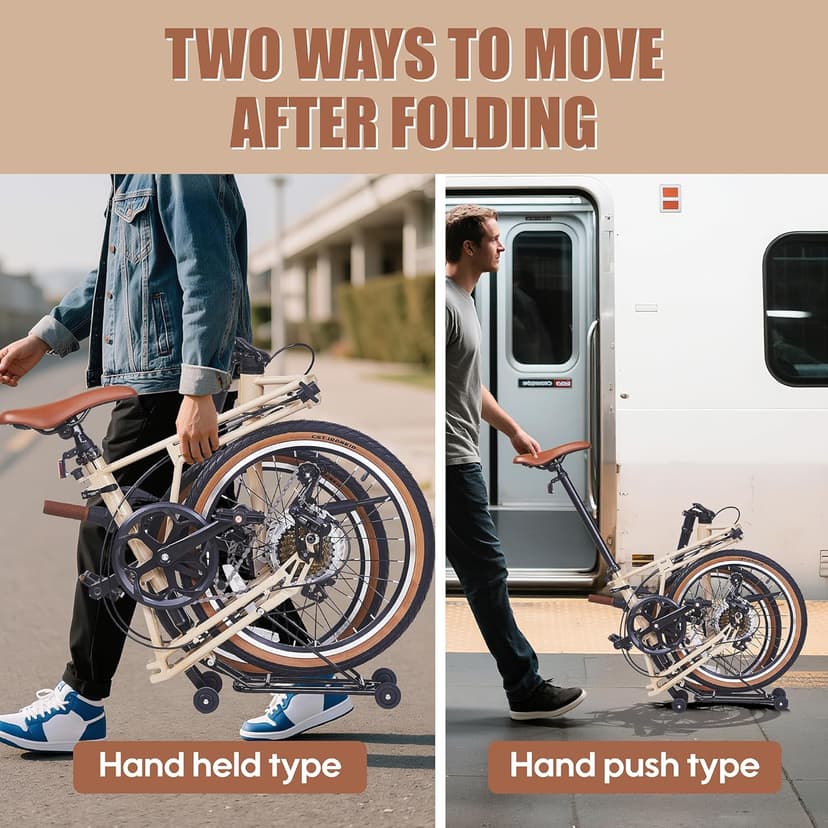 20 Inch Folding Bike for Adults, 7-Speed Foldable Bike for Women & Men, Foldable Bicycle with Dual Disc Brake, Portable Commuter City Bikes with Adjustable Saddle