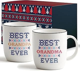 Triple Gifffted Worlds Best Grandparents Coffee Mugs for Grandma and Grandpa Gifts Ideas From Grandkids, Grandchildren, New First Time Grandparent Announcement Christmas Valentines Day, Ceramic 380ml