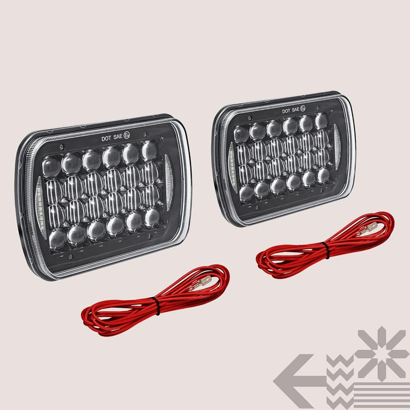 TRUE MODS 7x6 5x7 H6054 Black LED Headlights H4 2B1 Sealed Beam Replacement Head Lamp for Jeep Wrangler YJ Cherokee XJ Chevy Express Ford Econoline Van GMC Savana Nissan D21 Toyota Pickup Trucks Cars