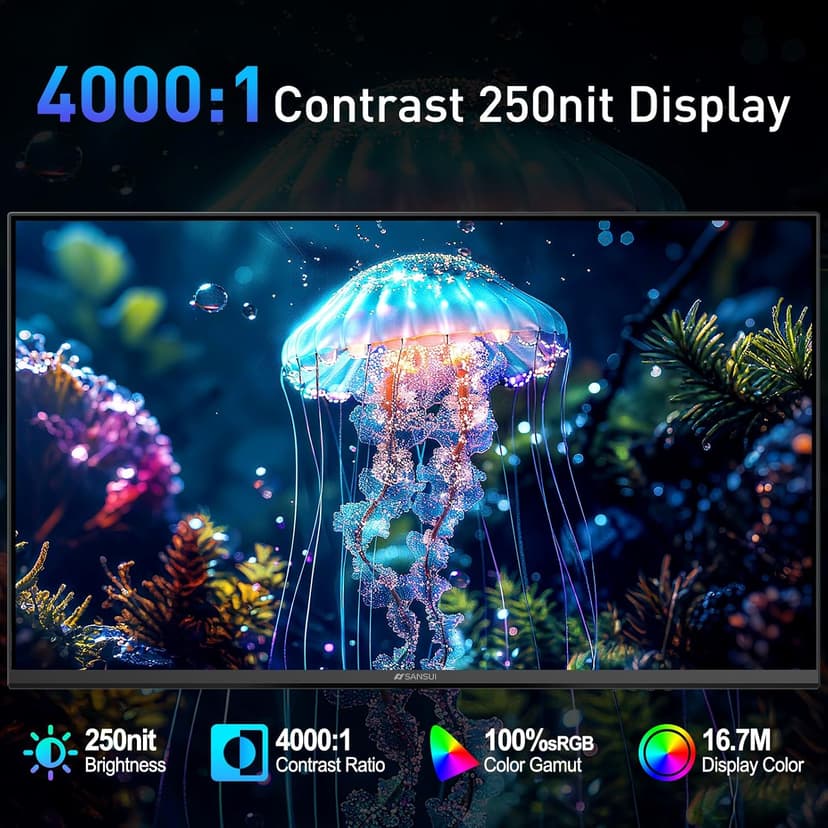 SANSUI 22 Inch 120Hz Monitor, FHD Computer Monitor 4000:1 Contrast Ratio with Adaptive Sync, HDR 100% sRGB, HDMI x 2, VESA Mount, Eye Care for Home/Office (ES-22X3AH, One HDMI Cable Included).