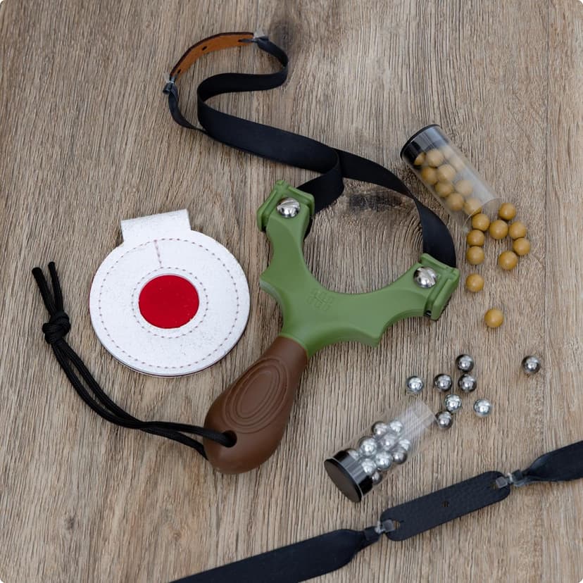 SimpleShot Scout XT Slingshot with Target, Clay Ammo and Bands for Professional Hunting and Powerful Target Shooting Sling Shot