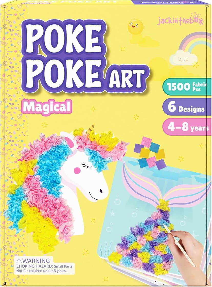 1500 fabric pieces, 6 thick boards, arts and crafts activities, birthday gift ideas, 4 5 6 7 8 years old kits, unicorn gifts Jackinthebox Poke Art Magical Flower Pressing Craft Kit for Girls, Ages 4-8 B0D839DLTL