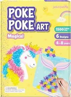 1500 fabric pieces, 6 thick boards, arts and crafts activities, birthday gift ideas, 4 5 6 7 8 years old kits, unicorn gifts Jackinthebox Poke Art Magical Flower Pressing Craft Kit for Girls, Ages 4-8 B0D839DLTL