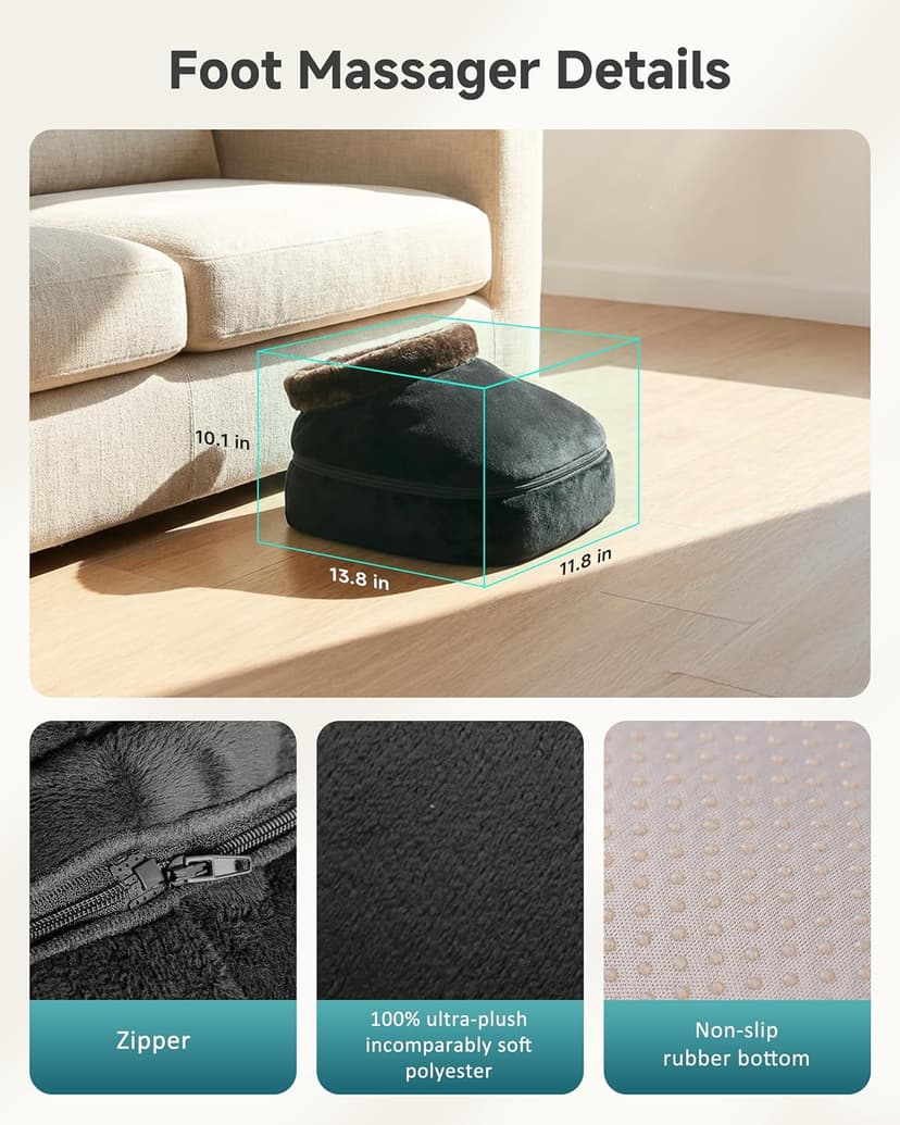 2026 Upgraded, Heat Up to 130°F, Reversible Kneading, 2-in-1 Foot and Back Massager for Home Office Use, Fits Men's Size 13 Snailax Shiatsu Foot Massager with Heat, Foot Warmer with Removable Cover B07SG4VBTY