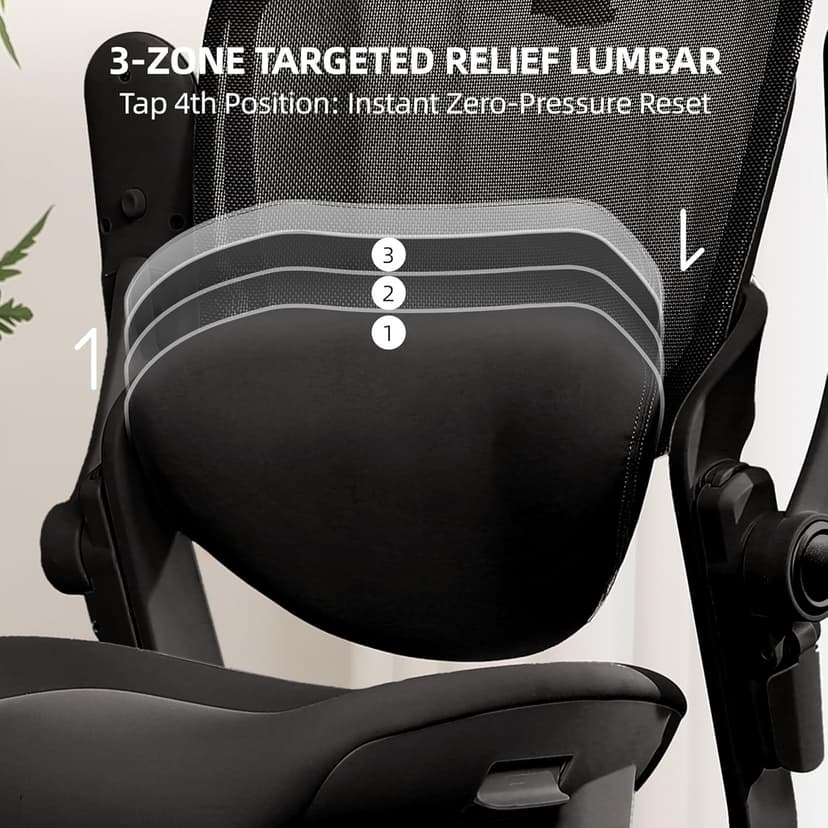 CabLady S2 Petite Office Chair for Women & Small Frames - 330lb Capacity, 4D Adjustable Lumbar/Headrest, Flip-Up Arms & Footrest, Ergonomic Desk Chair