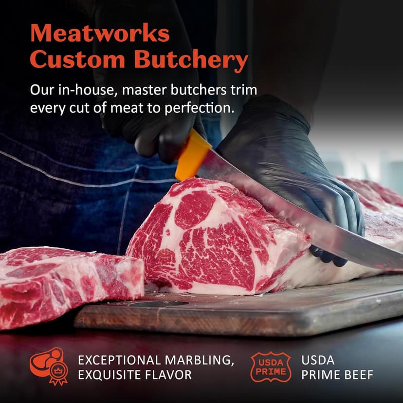 MeatWorks USDA Prime 8 Steak Assortment Box - (4 x (12 oz.) Ribeye, 2 x (12 oz.) NY Strip, 2 x (8 oz.) Filet Mignon) - Steak Gifts for Men