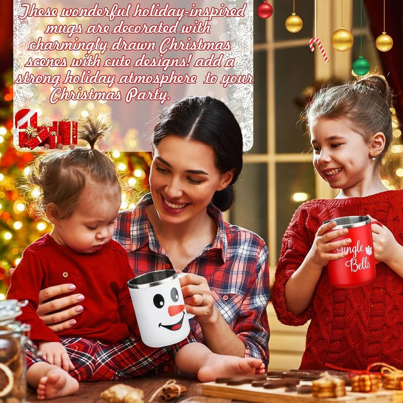 Stainless Steel Insulated Tumbler Bulk, Xmas Cup Straw Lid, for Teacher Coworker Team, Holiday Prints, Office Party Favors Umigy 12 Pcs Christmas Coffee Mug Bulk 17oz Employee Appreciation Gift Cute B0D59Y943Q
