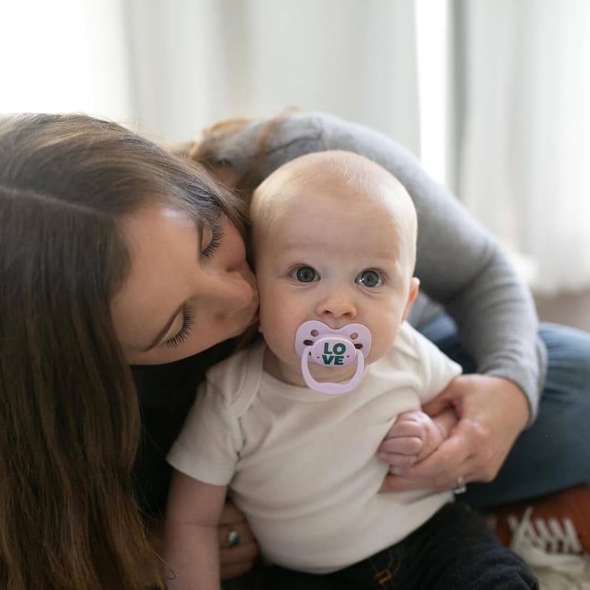 Dr. Brown's Advantage Baby Pacifier, Fully Symmetrical Soother with Soft Silicone Bulb, Lavender Love, 0-6m, BPA Free, 2 Pack