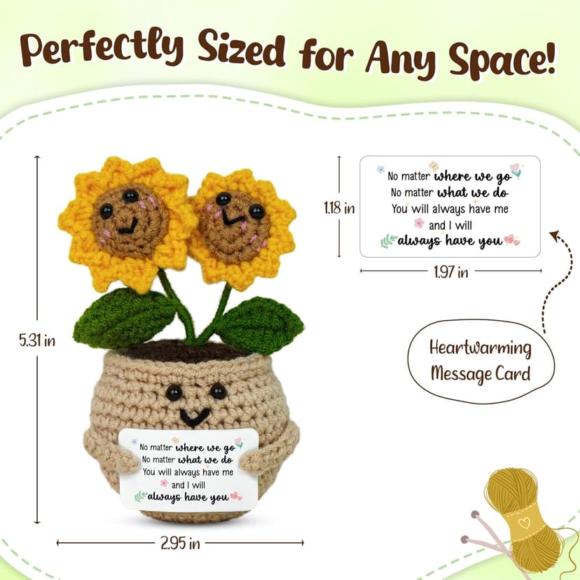 Friendship Gifts For Women, Friend Gift Ideas, Emotional Support, Sunflower Decor, Handmade Keepsake, Soft Yarn Texture OASSIE Best Friend Birthday Gifts for Women - Positive Crochet Sunflower B0FNVGXPQ1