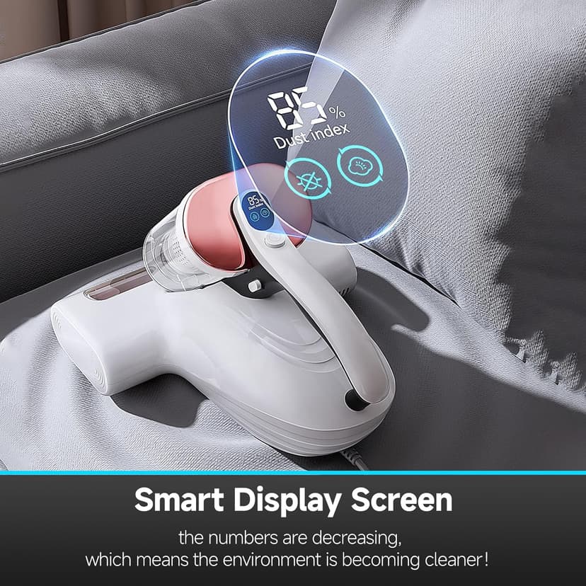 uwant Mattress Vacuum 450W 16Kpa 36000RPM/MIN Bed Vacuum with 149℉ Heating &Ultrasonic, Dual Dust Cup, Smart Display Screen Mattress Vacuums for Skin Health