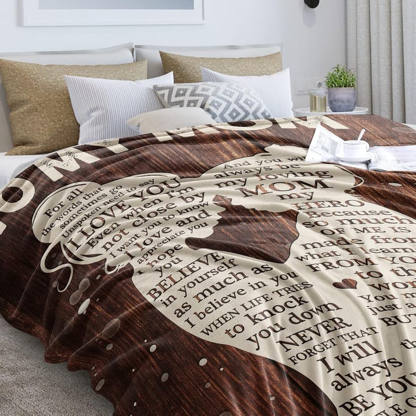 Gifts for Mom from Daughter, Mothers Day Birthday Gifts for Mom, Great Mother Gifts, Blanket Presents for Mother's Day, Christmas, Soft Cozy Flannel Custom Throw Blanket 60x50 Inches