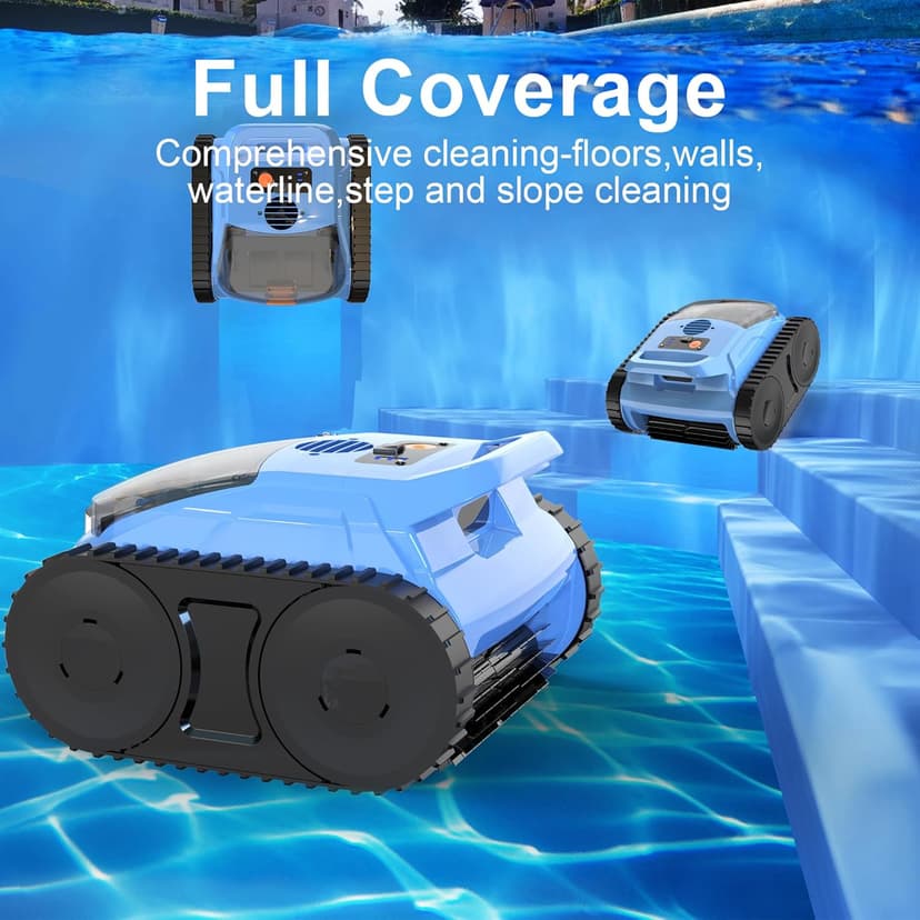 (2025 Upgrade) Pool Vacuum for Inground Pools, Robotic Pool Cleaner, Wall Climbing Pool Cleaner, Cleans Pool Floors, Drain & Walls & Waterline, Cleaning Up to 2100 Sq.ft, 180 Min