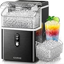 Kismile Nugget Ice Maker Countertop, 35Lbs/24H Pebble Ice Maker with Chewable Pellet ice, First Ice in 7 Mins, Self-Cleaning Ice Machine with Removable Basket for Home & Kitchen(Black)