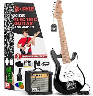 Pyle Kids Electric Guitar Starter Kit with Amplifier, 30” Mini Instrument w/ 10W Amp & Complete Accessories, PEGKT30