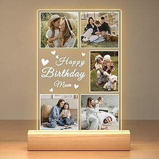 Personalized Birthday Gifts for Mom from Daughter Son, Custom Collage Picture Frames with Photo, Customized Photo Frame with Night Light, Personalized Christmas Photo Gifts for Mom Baby Kids Family