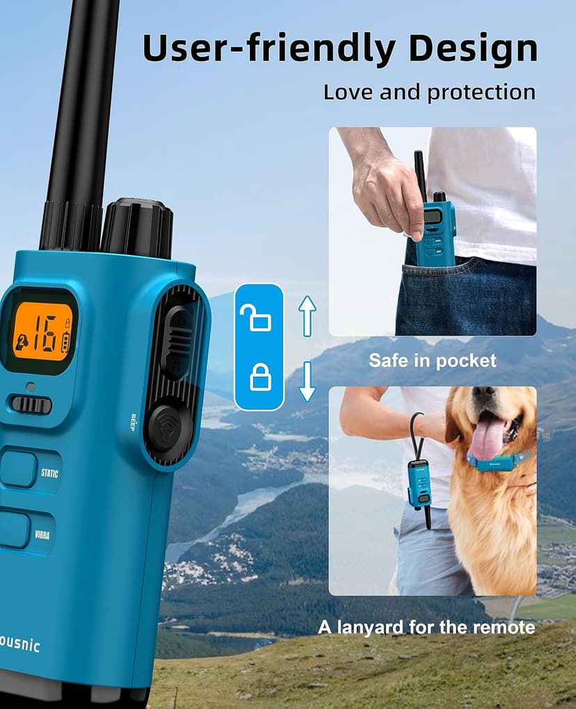 Bousnic Dog Shock Collar with Remote - [New Edition] 4000FT Dog Training Collar for Large Medium Small Dogs (8-120lbs) Waterproof E Collar with Beep, Vibration, Safe Shock