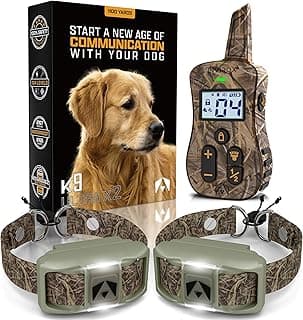 INVIROX Dog Shock Collar [Ultra K9] 124 Training Levels, 4 Powerful Modes with Night-Light and ¾ Mile Range 100% Safe Dog Training Collar for Large Dogs IP67 Waterproof (X2 Camouflage)