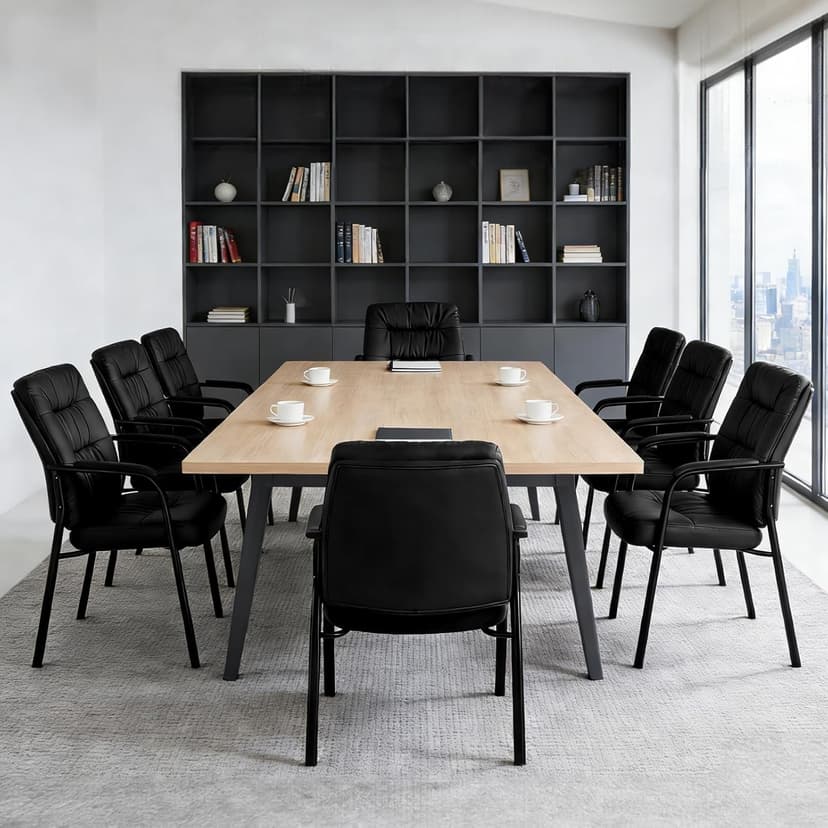 OLIXIS Office Waiting Room Guest Chair, 500lbs Office Reception Lobby PU Leather Chair No Wheels with Padded Armrest for Conference Lobby Medical Waiting Area Bedroom Elderly, Black