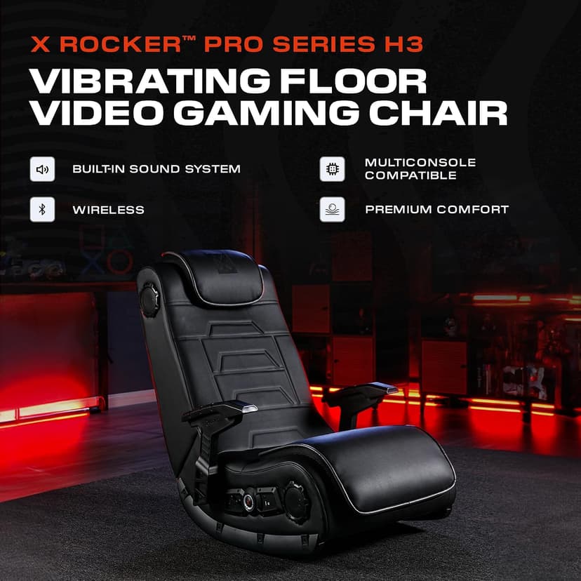 X Rocker Video Gaming Floor Rocker Chair, Built-in Audio, College Dorm Essentials for Guys and Girls, Bedroom, Foldable, Gifts for Gamers