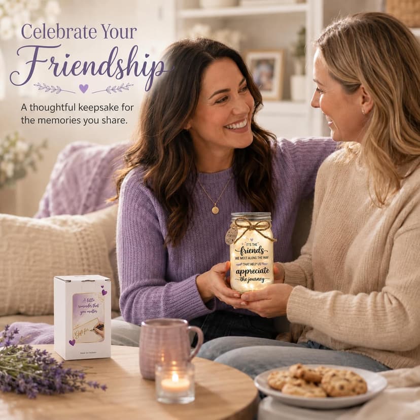 Birthday Gifts for Friend Women, Christmas Thanksgiving Gift for Her and Long Distance Friends Best Friend Gift for Women, Friendship Gifts for Women, Mason Jar Light B0H3JZHMVG