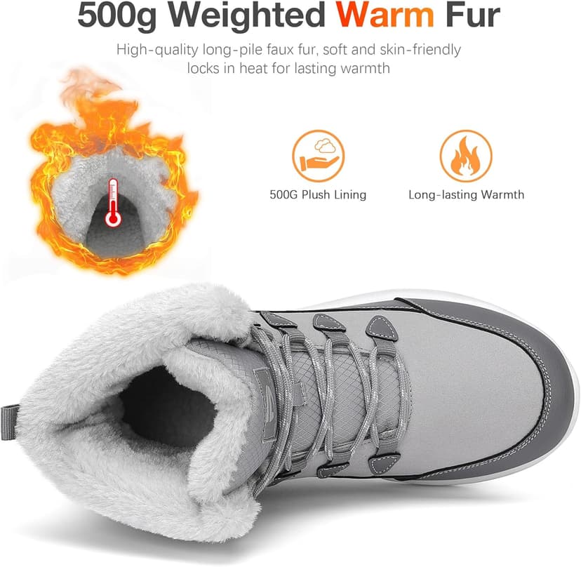 Dannto Womens Winter Snow Boots Warm Fur Lined Ankle Shoes Water Resistant Booties Non Slip Sole