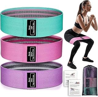 Renoj Resistance Bands for Working Out: 3-Set Professional Exercise Bands for Pilates, Yoga, Home Gym, Booty, Leg Training | Heavy/Medium/Light Fabric Loops for Women Men
