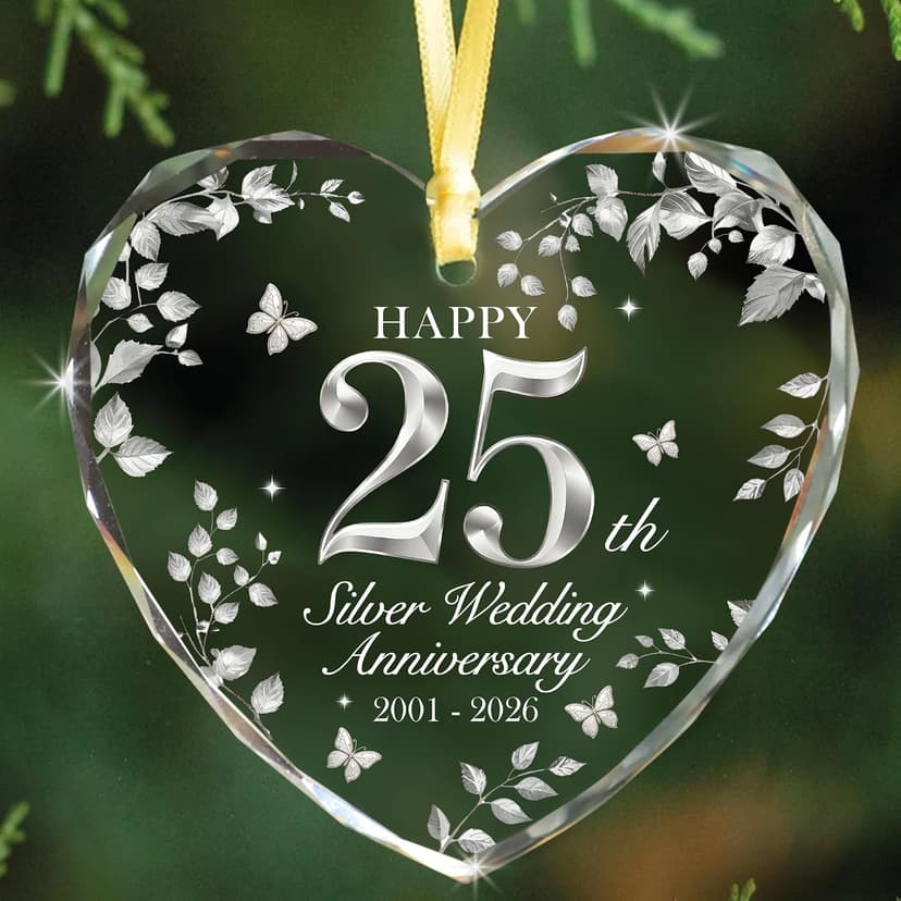 25th Wedding Anniversary Ornament 2001–2026, Silver Anniversary Wedding Gifts Keepsake, 25 Year Anniversary Marriage Gift for Couple, Wife, Husband B0G8KSNVCM