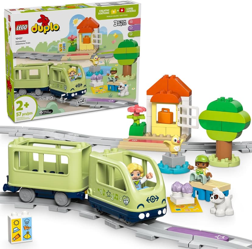 Building Toys for Toddlers, Ages 2+, Train Set, Develops Fine Motor Skills, W/ Larger Bricks & Figures, 57 Pieces, Gift Idea LEGO DUPLO Interactive Adventure Train 10427 B0CV2BX49N