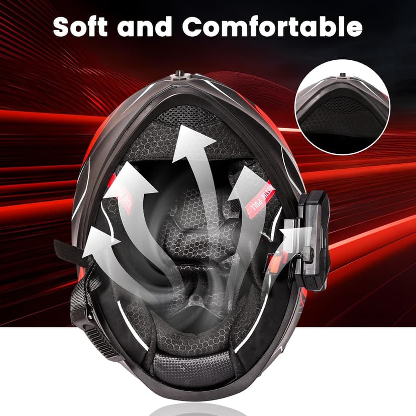 Bluetooth Motorcycle Helmet, Modular Motorcycle Helmet, DOT Approved Intercom System with Built-in Bluetooth