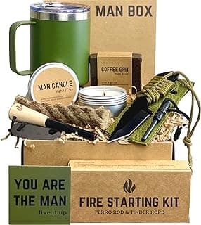 Man Box, Gift Box for Men- Birthday Gifts for Men, Mens Gift Basket, Gifts for Him- Cool Camping Gift Sets for Guys, Son, Brother, Boyfriend, Dad, Husband, Male, Friend