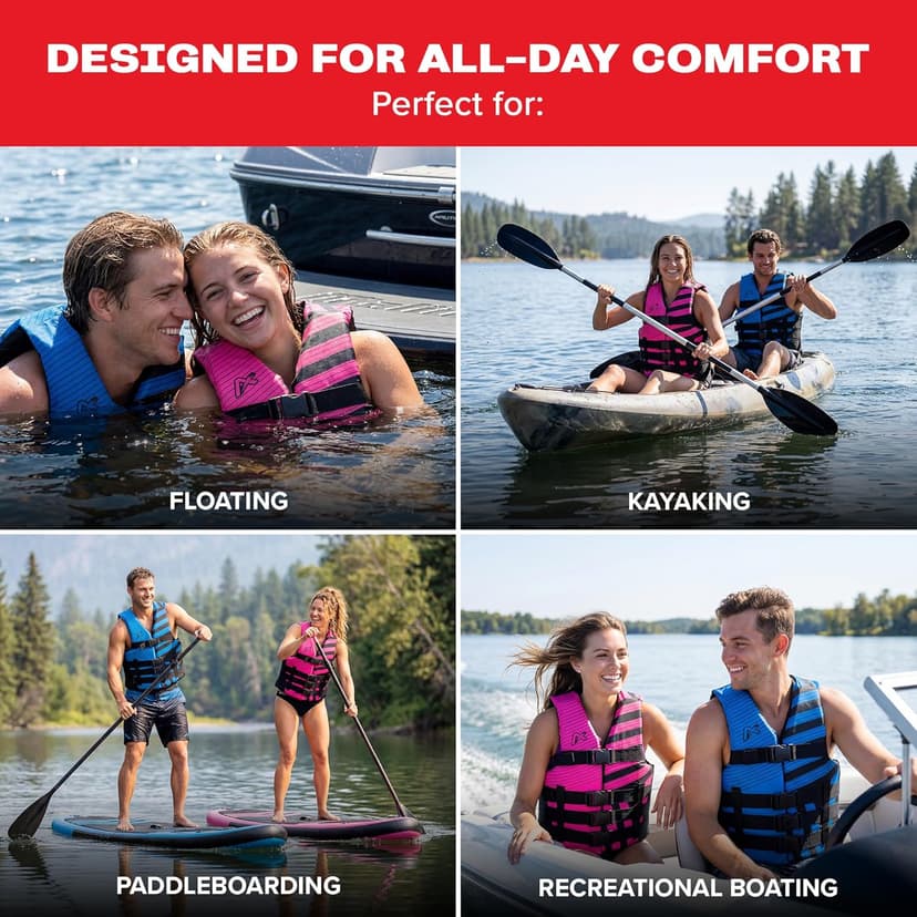 Airhead Trend Life Jacket for Adults & Kids - USCG Approved Life Vest for Men, Women, Youth & Child, Watersports Vest for Boating, Tubing & Swimming