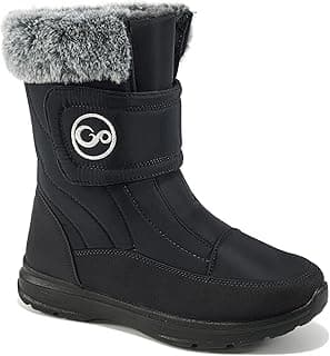 Almusen Snow Boots for Womens Winter Shoes: Warm Fur Lining Mid Calf Boots Women Anti Slip Waterproof Hook Loop Comfortable Outdoor Boot