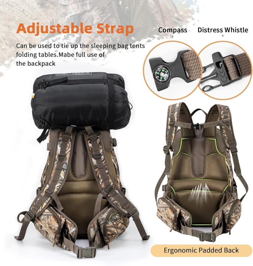 BLISSWILL Hunting Backpack Outdoor Gear Hunting Daypack for Rifle Bow Gun Hunting Gifts for Men