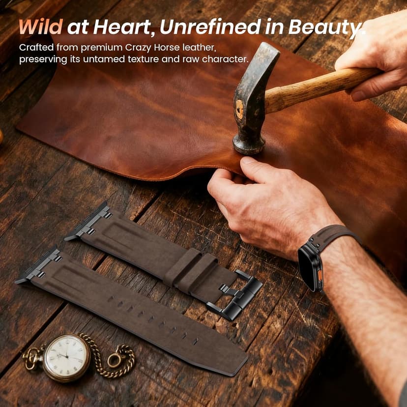 LETOID Leather Band Compatible with Apple Watch Ultra 3 /Ultra 2 /Ultra 49mm 46mm 45mm 44mm Bands, Women Men Vintage Genuine Leather Strap for iWatch Series 11 10 9 8 7 6 5 4, SE 3 2 1, Ultra 3 2 1