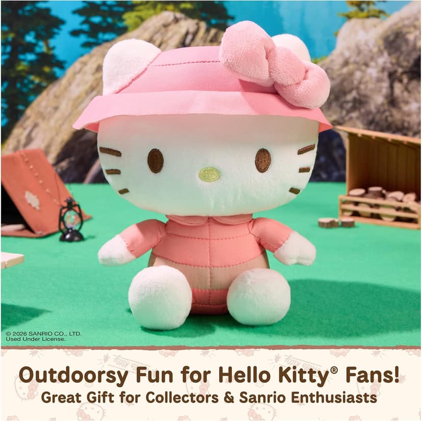 Promotes Exciting Character Roleplay, Early Sensory Discovery, and Creative Pop Culture Storytelling; Soft, Collectible Plush GUND Sanrio Hello Kitty 6-Inch Plush Toy with Camping Outfit for Ages 1+ B0FKTPX44P