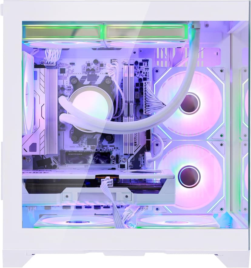 HOENGAGER Panorama Gaming PC Desktop AMD Ryzen 5 9600X 6-Core 3.9GHz, RTX 5060 8GB, 32GB DDR5 RAM 6000MHz,1TB PCIe SSD, WiFi&BT Prebuilt PC 650W PSU,Liquid Cooler,Windows 11, Desktop