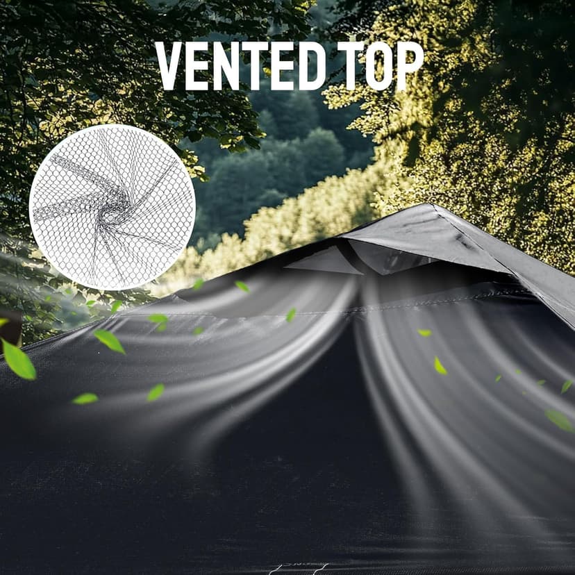 CROWN SHADES 10x10 Pop Up Canopy Tent - Patented Center Lock One Push Instant Outdoor Canopy Beach Tent with STO-N-Go Bag 8 Stakes & 4 Sand Bags,Black