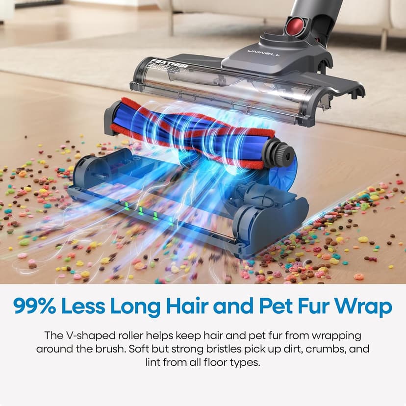 UNINELL HOME Cordless Vacuum Cleaner,45000Pa/450W Vacuum Cleaners for Home,60Mins Lightweight Stick Vacuum,Anti-Tangle & Wall Mount Charging,Vacuum Cordless for Hardwood Floor Carpet Pet Hair